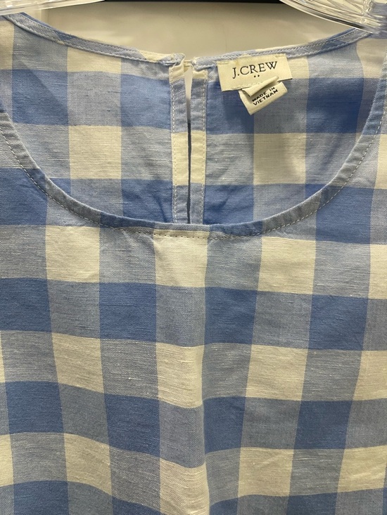 J. Crew Blue and White Gingham Tie-Hem Sleeveless Tank - Picture 3 of 5